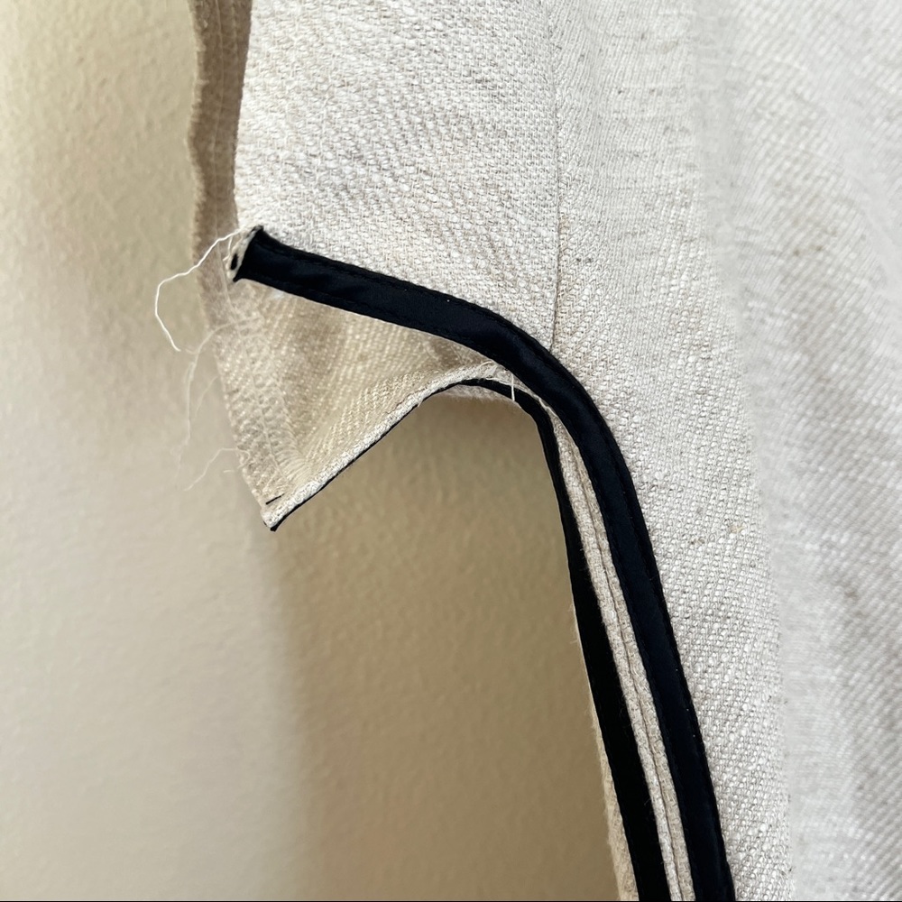 BASSIKE Irregular Linen Twill Slit Neck Top in Beige - Picture 5 of 9